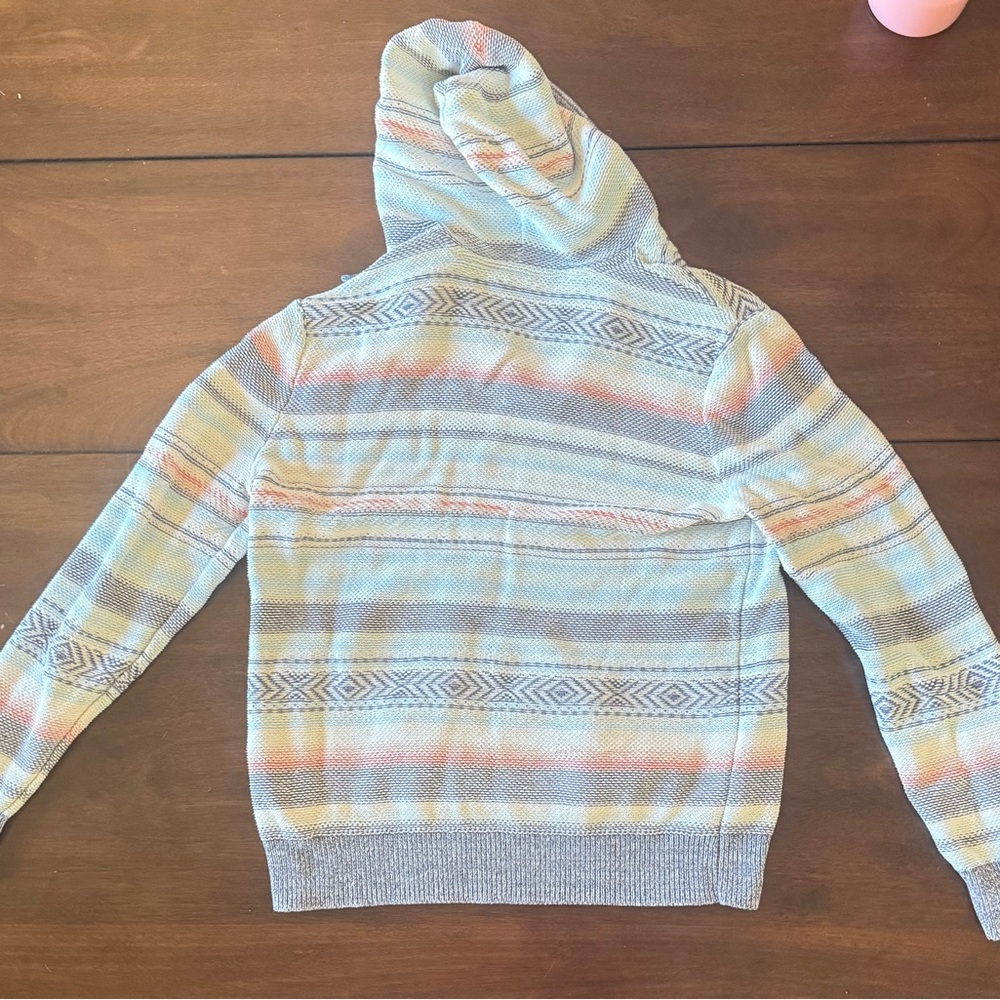 Faherty Men's Striped Hoodie in Gray and Pastel - Picture 2 of 4